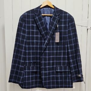 Michael Kors Dark Blue Plaid Blazer